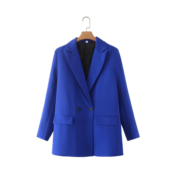 Damen taillierter Longblazer im Oversize-Look mit Reverskragen und Pattentaschen – Valéne