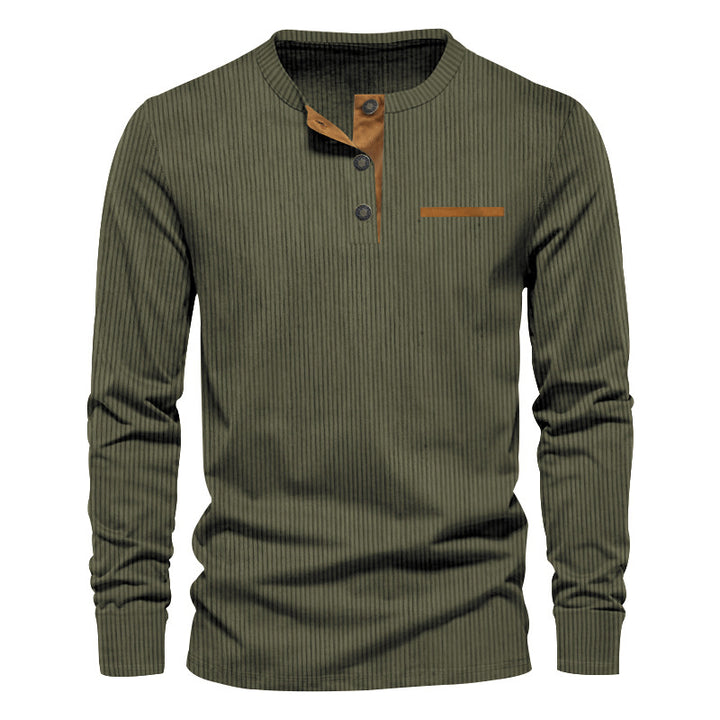 Herren nan Langarm-Henley mit feiner Rippenstruktur, schmaler Silhouette und Brustpaspel Echo Archiv