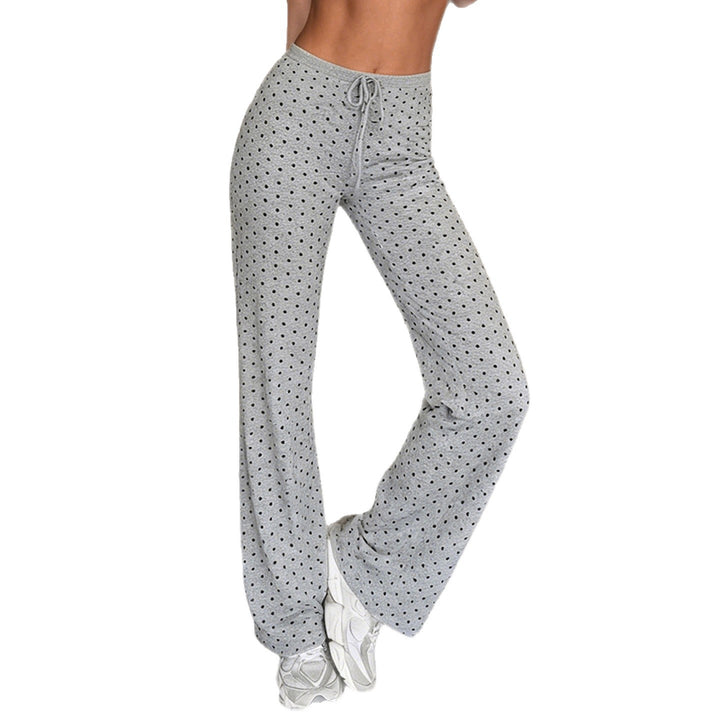 Damen Weite Lounge‑Hose mit Tunnelzug, hoher Taille und Polka‑Dot Struktur – Avélisse