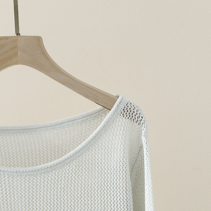 Damen Lockerer Feinstrick-Pullover mit U-Boot-Ausschnitt und Waffelstruktur Echo Archiv