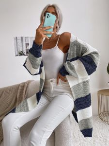 Damen Lässiger Strickmantel mit Streifen Echo Archiv