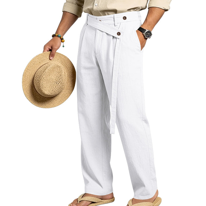 Herren nan weite Leinenhose mit Wickelbund, hoher Taille und legerem Bein Echo Archiv