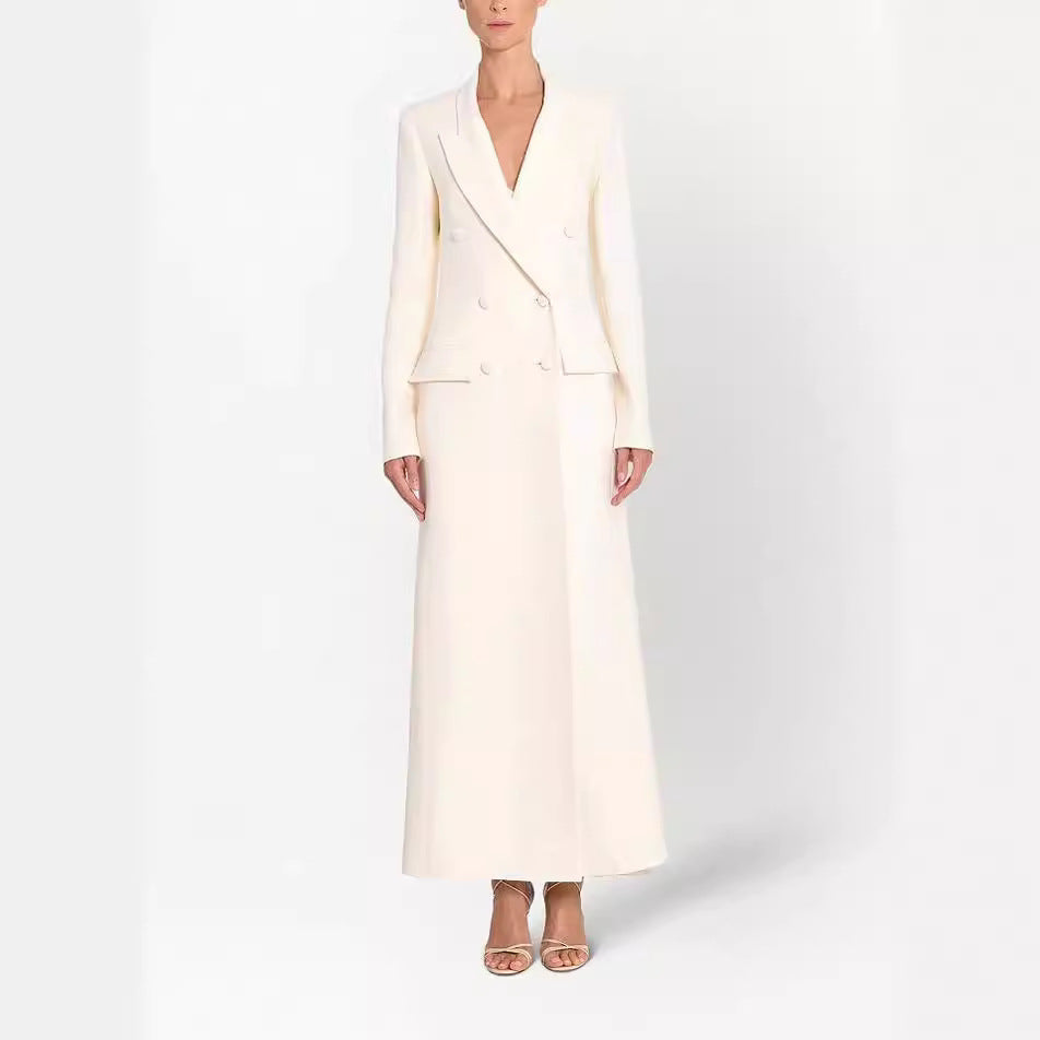 Damen Maxikleid im Blazer‑Stil mit Doppelreiher Echoarchiv