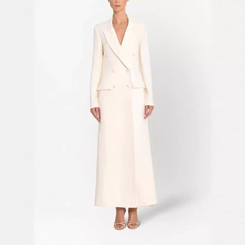 Damen Maxikleid im Blazer‑Stil mit Doppelreiher Echoarchiv