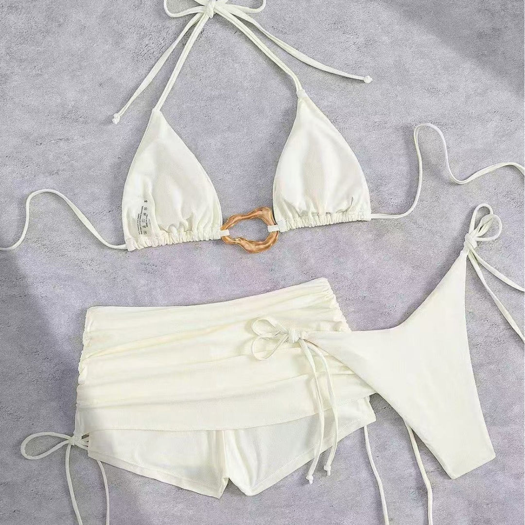 Damen Triangel-Bikini mit modischem Ringen-Detail und hoch taillierten Höschen Echo Archiv