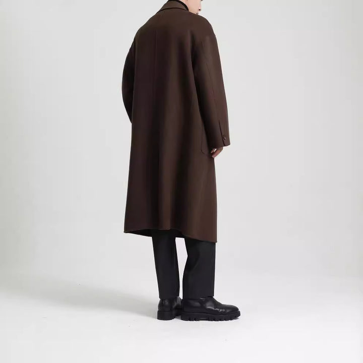 Herren Oversize Doppelreiher Wollmantel mit weitem Schnitt und klassischem Revers Echoarchiv