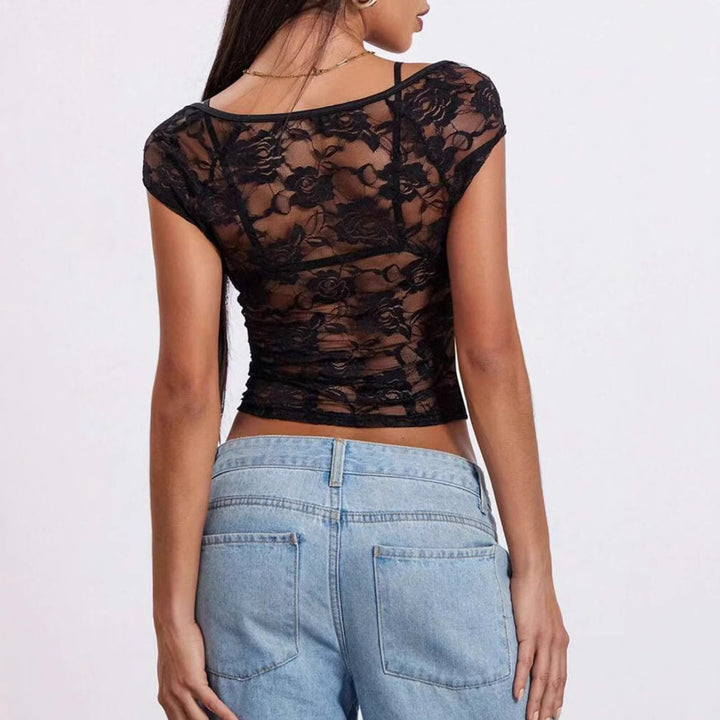 Damen Spitzenoberteil mit seitlichem Cut-Out und dekorativen Details Echo Archiv