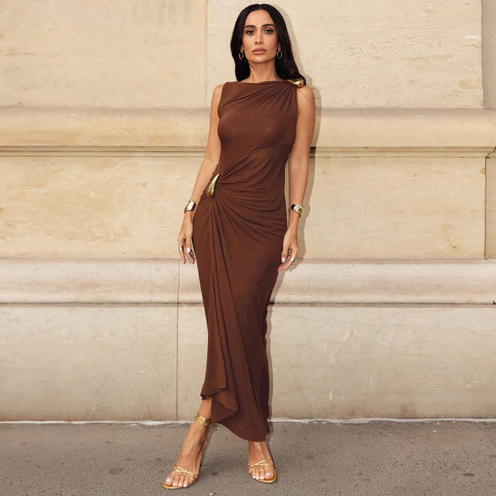 Damen Figurbetontes Maxikleid mit asymmetrischem Design und eleganten Raffungen Echo Archiv