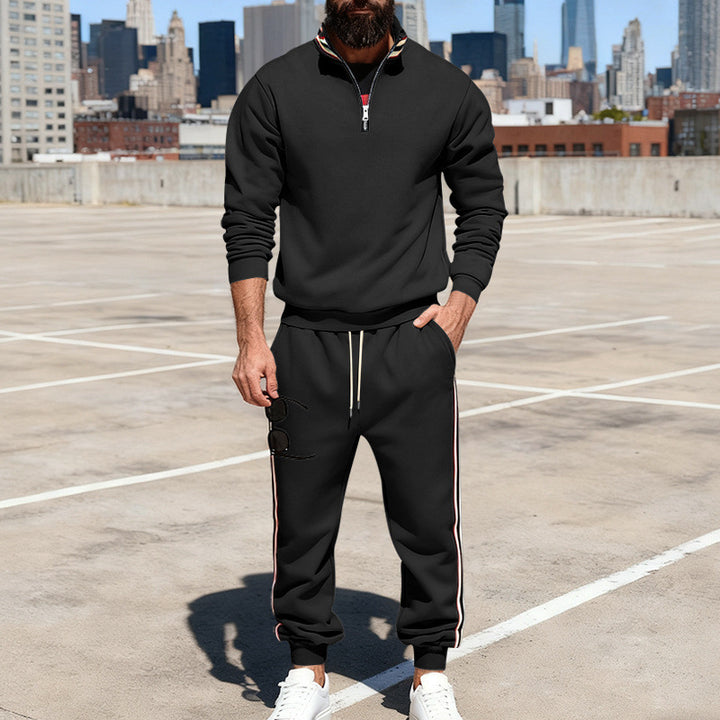 Herren nan stylisches Jogginganzug-Set mit Halbzip, gestreiften Seitenstreifen und konischer Joggerhose Echo Archiv