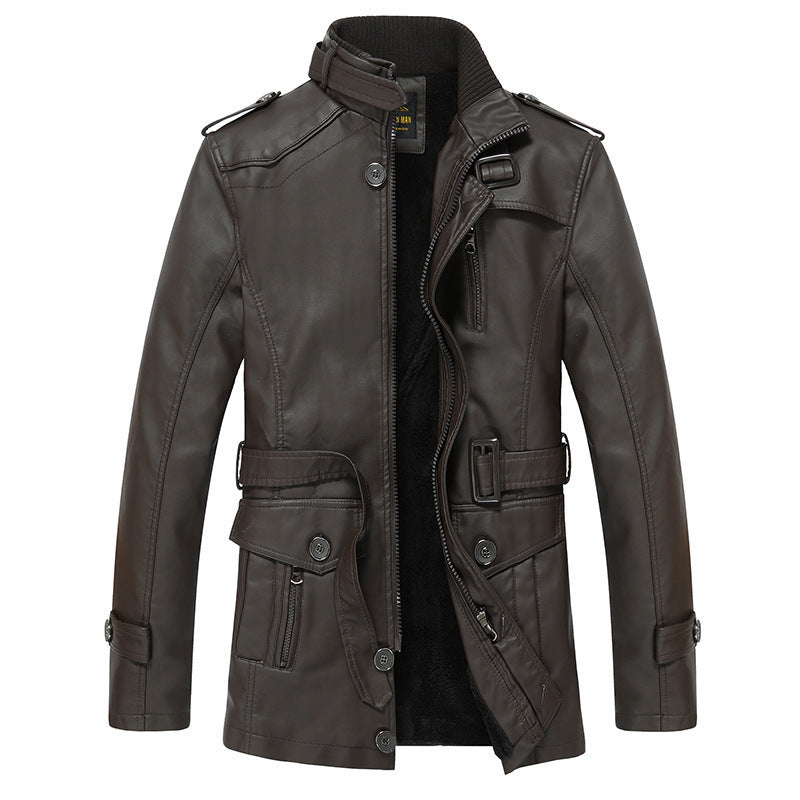 Herren Modische Kunstlederjacke mit praktischen Taschen Echo Archiv