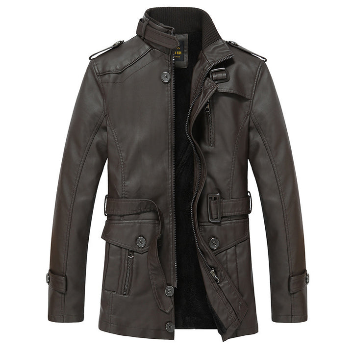 Herren Modische Kunstlederjacke mit praktischen Taschen Echo Archiv