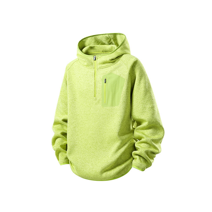 Damen Fleece-Halbzip Kapuzenpullover mit Brust-Zip-Tasche und relaxed Oversize-Schnitt Echo Archiv