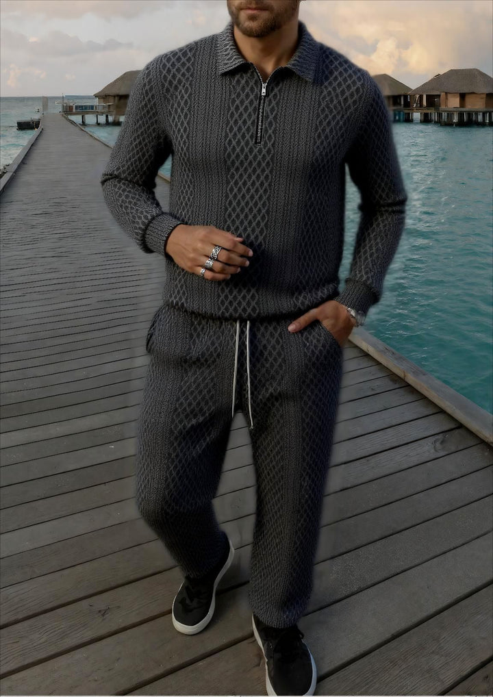 Herren Elegantes Strickanzug aus atmungsaktivem Material mit Stehkragen Echoarchiv