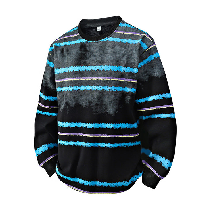 Herren Rundhals-Sweatshirt mit Aquarellstreifen und gerippten Bündchen Echoarchiv