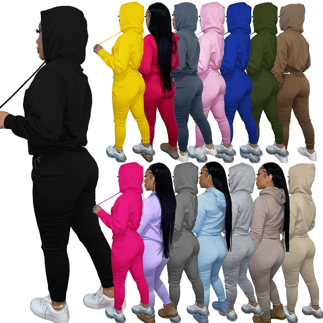 Damen nan Kapuzen-Lounge-Set mit Kängurutasche taillierter Jogginghose und Bündchen Echo Archiv