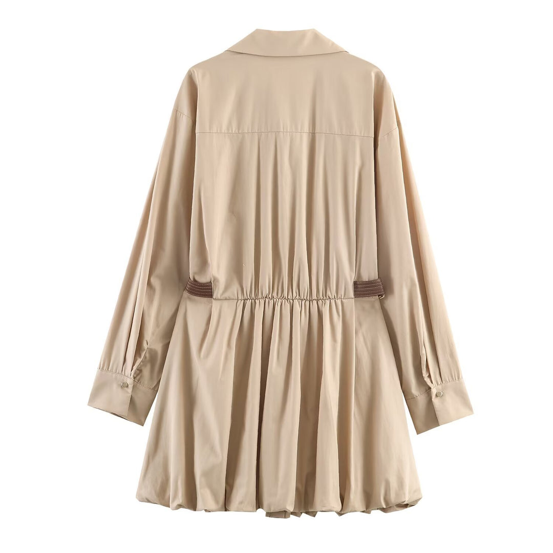 Damen Hemdblusenkleid mit Plissée-Rock und seitlichen Ziergurten Echo Archiv