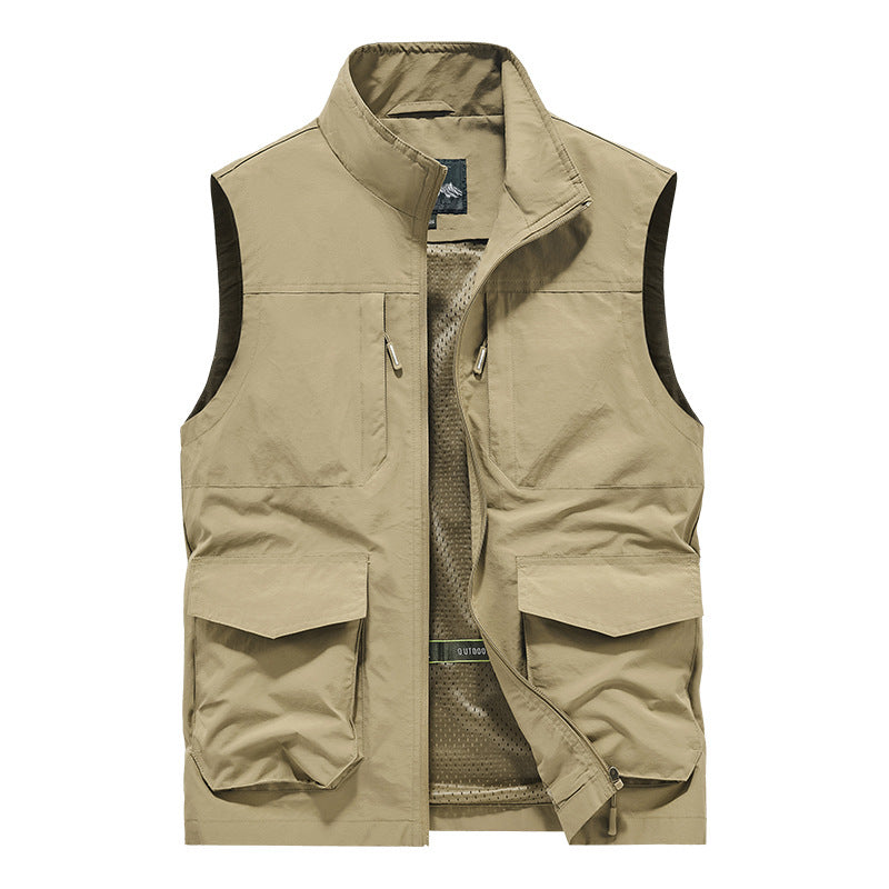 Herren Utility-Outdoorweste mit Multifachtaschen, Mesh-Futter & Stehkragen Echo Archiv