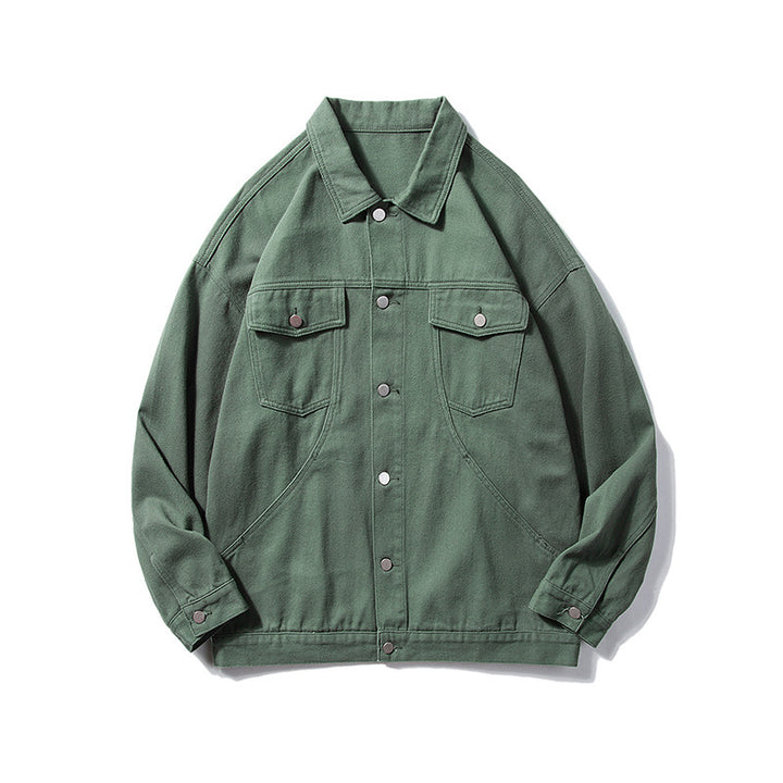 Herren Oversized Canvas Utility-Jacke mit Druckknopffront, aufgesetzten Brusttaschen und Raglanärmeln Echo Archiv