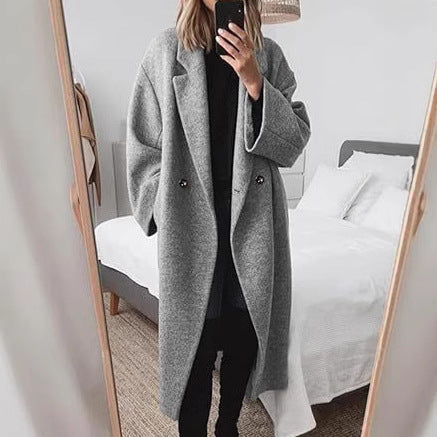 Damen Wollmantel mit strukturiertem Design und oversized Schnitt Echoarchiv
