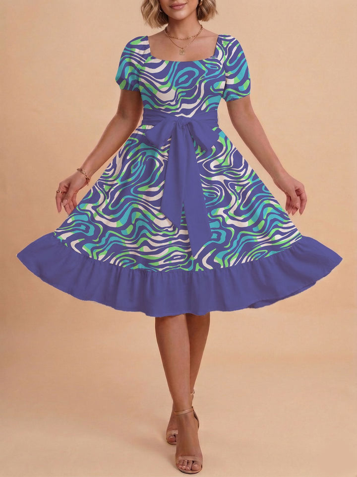 Damen Verspieltes Maxikleid mit Bärenmuster und taillierbarem Band Echo Archiv