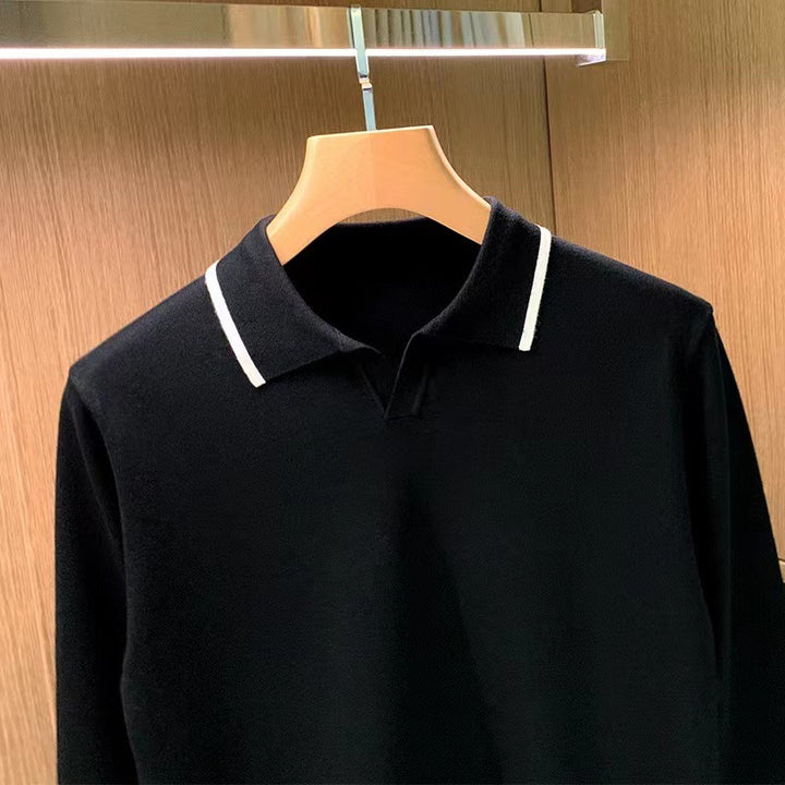 Herren Elegantes Langarm Poloshirt Echo Archiv