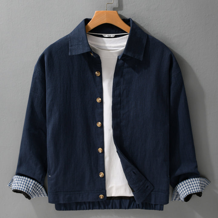 Herren Leichte Leinen-Überhemd-Jacke mit Hemdkragen und verdeckter Knopfleiste Echoarchiv