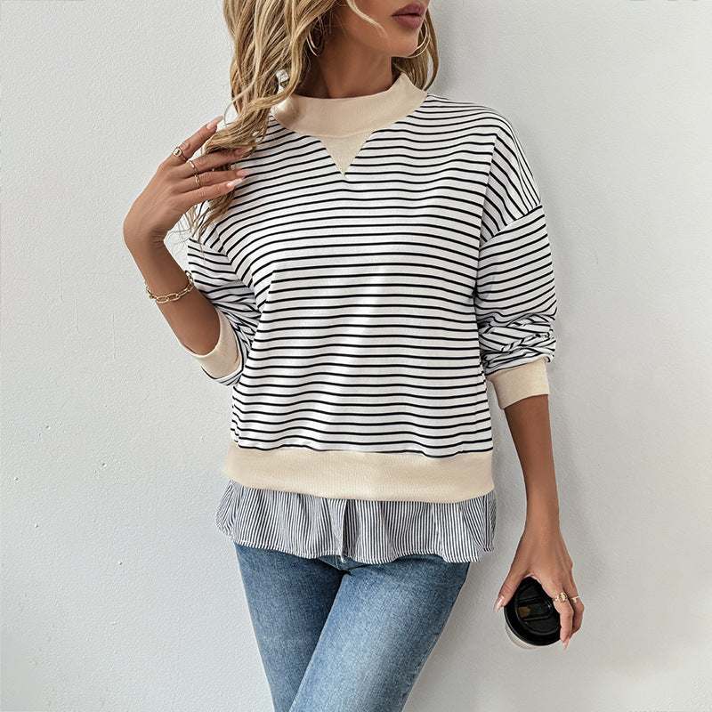 Damen Lässiger Langarm Pullover mit Rippdetails Echo Archiv