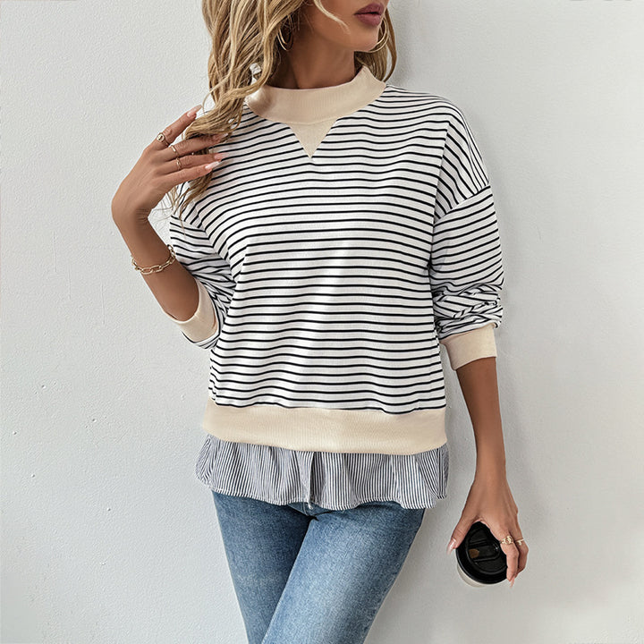 Damen Lässiger Langarm Pullover mit Rippdetails Echo Archiv
