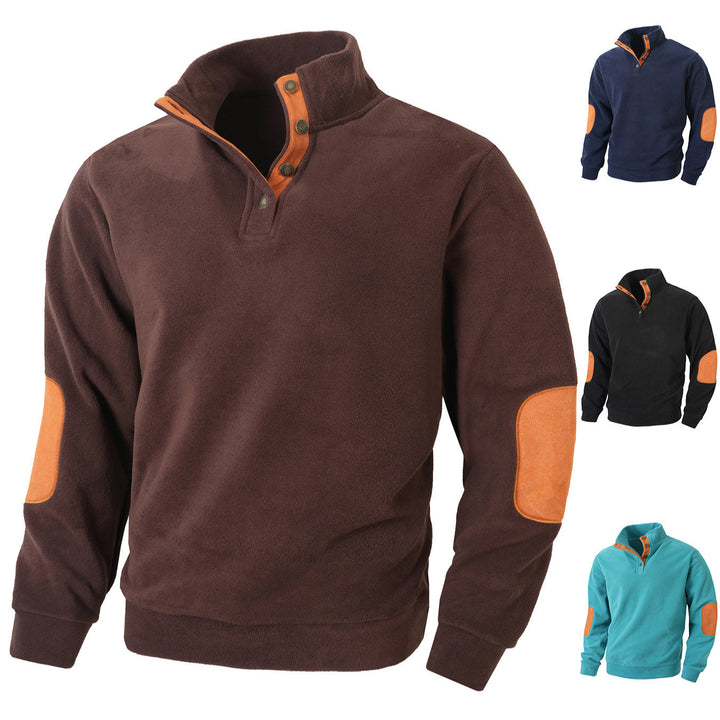 Herren Fleece Pullover mit modischem Stehkragen und Kontrastdetails Echoarchiv