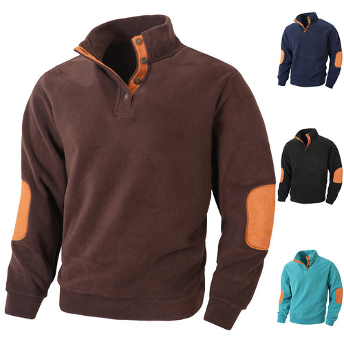 Herren Fleece Pullover mit modischem Stehkragen und Kontrastdetails Echoarchiv