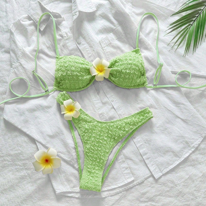 Damen Hochgeschnittenes Bikiniunterteil mit strukturierten Rüschen Echo Archiv