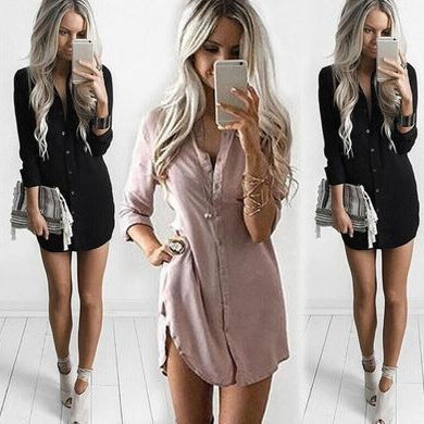Damen Hemdkleid aus Viskose-Mischung mit tailliertem Schnitt und seitlichen Schlitzen – Lunéa
