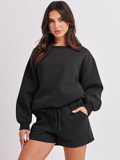 Damen Lässiges Sweatset mit Oversize‑Sweatshirt und hochgeschnittenen Shorts Echo Archiv