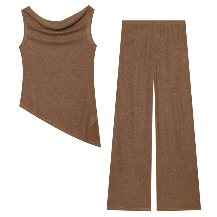 Damen Weite Strickhose mit hoher Taille und ausgestelltem Bein Echo Archiv