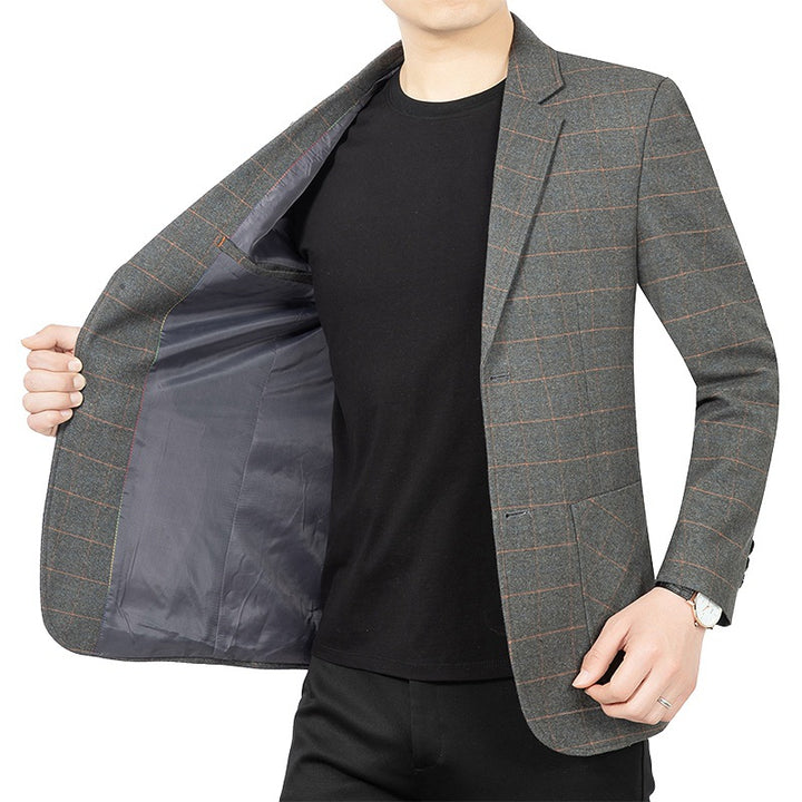 Herren Kariertes Slim-Fit Sakko aus Wollmischung – Tianoro