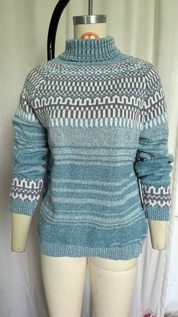 Damen nan kuscheliger Norweger-Strickpullover mit Stehkragen und Oversize-Passform Echo Archiv