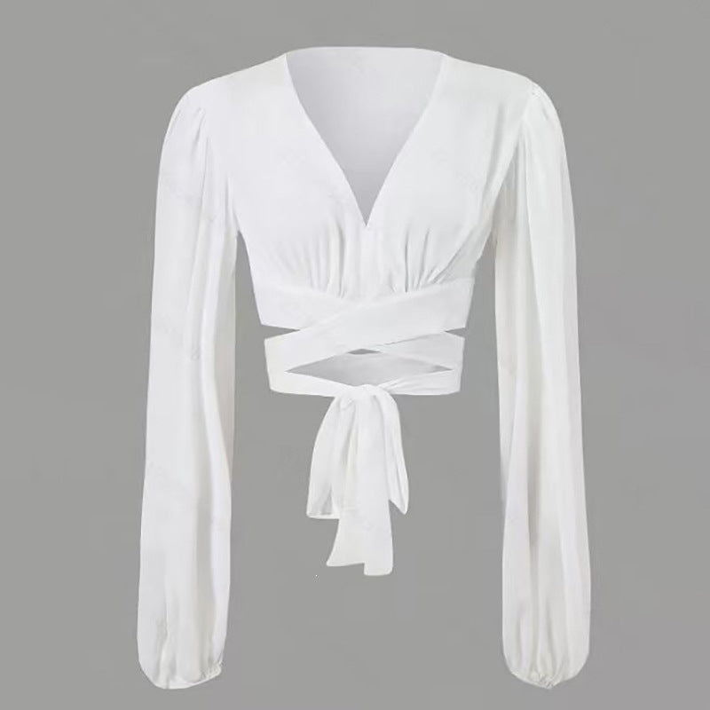 Damen Wickelbluse mit langem Arm und elegantem V-Ausschnitt Echo Archiv