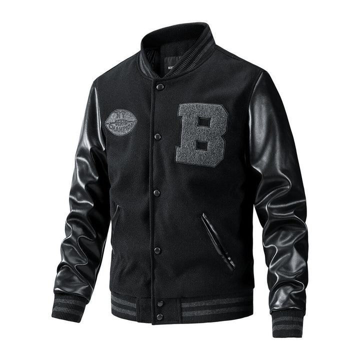 Herren stylische Collegejacke mit Lederärmeln Echo Archiv
