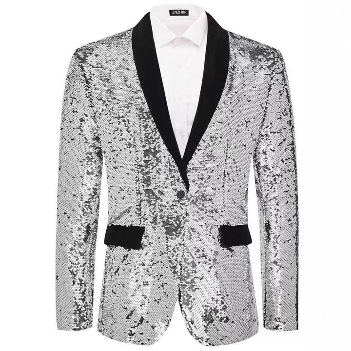 Herren Glamouröser Paillettenblazer mit klassischem Revers Echoarchiv
