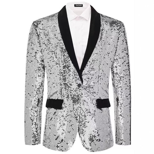 Herren Glamouröser Paillettenblazer mit klassischem Revers Echoarchiv