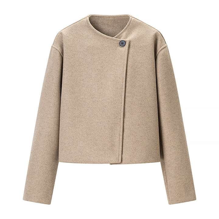 Damen Kurzer Boxy-Wollmix-Blazer mit asymmetrischer Knopfleiste Echo Archiv