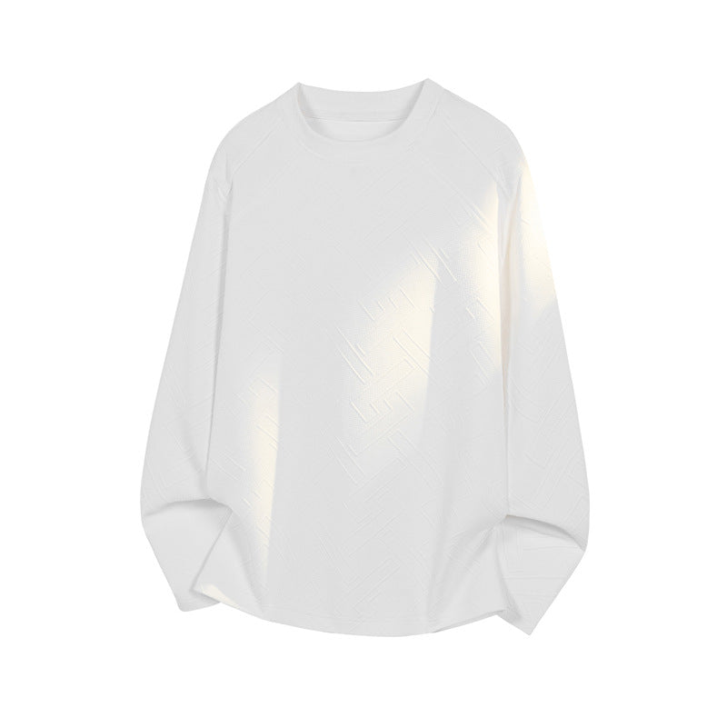 Herren Strukturiertes Langarmshirt mit Stehkragen und geometrischem Reliefmuster Echo Archiv