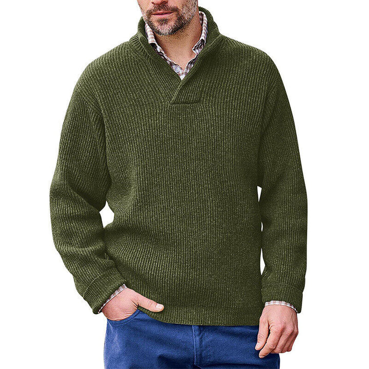 Herren Rippenstrick-Pullover mit Schalkragen und kurzem V-Ausschnitt Echo Archiv