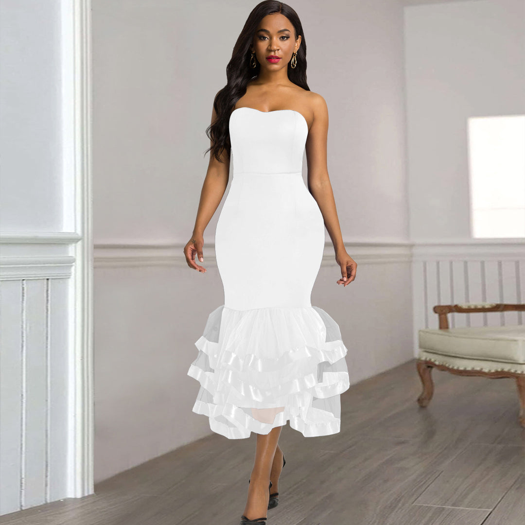 Damen Strapless Kleid mit voluminösem Rüschenrock Echo Archiv