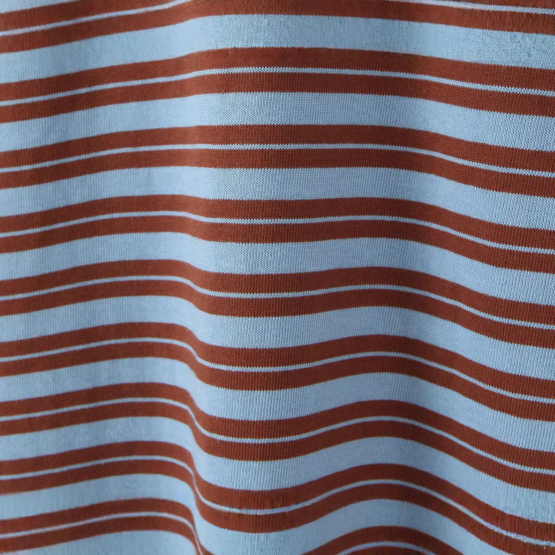 Damen Gestreiftes Oversize-Rugbyshirt mit kontrastierendem Hemdkragen und Knopfleiste Echoarchiv