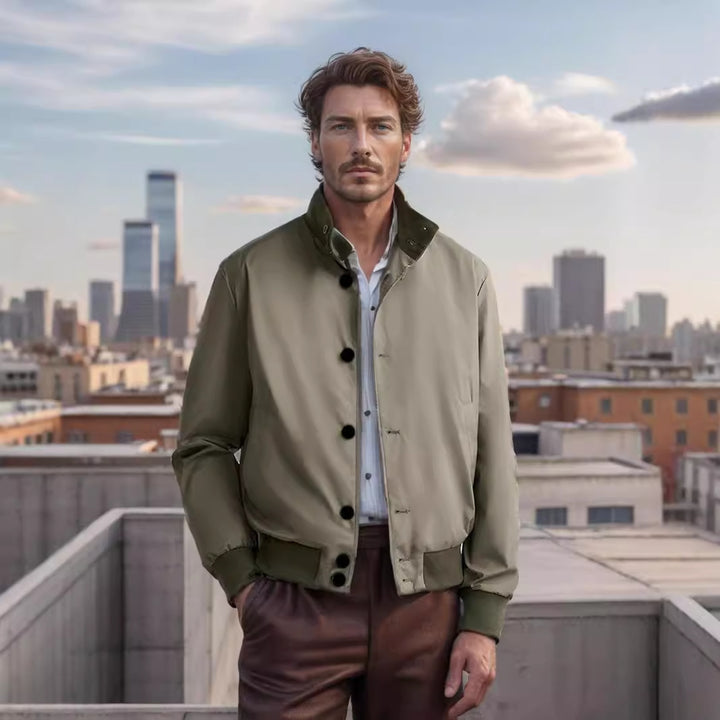 Herren stylische und praktische Bomberjacke mit elastischem Bund und Knopfleiste Echoarchiv