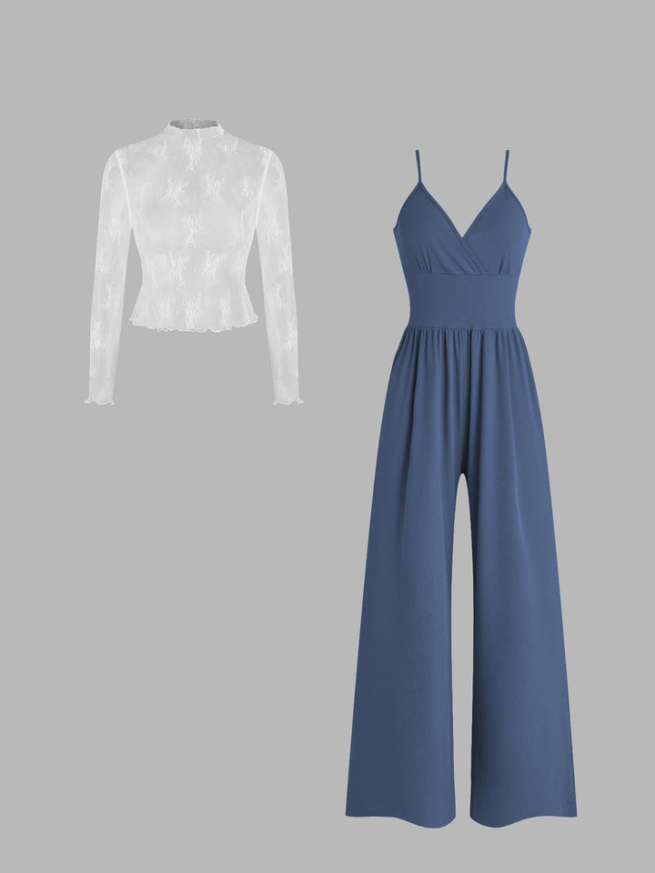 Damen elegantes und figurbetontes Jumpsuit-Set Echoarchiv