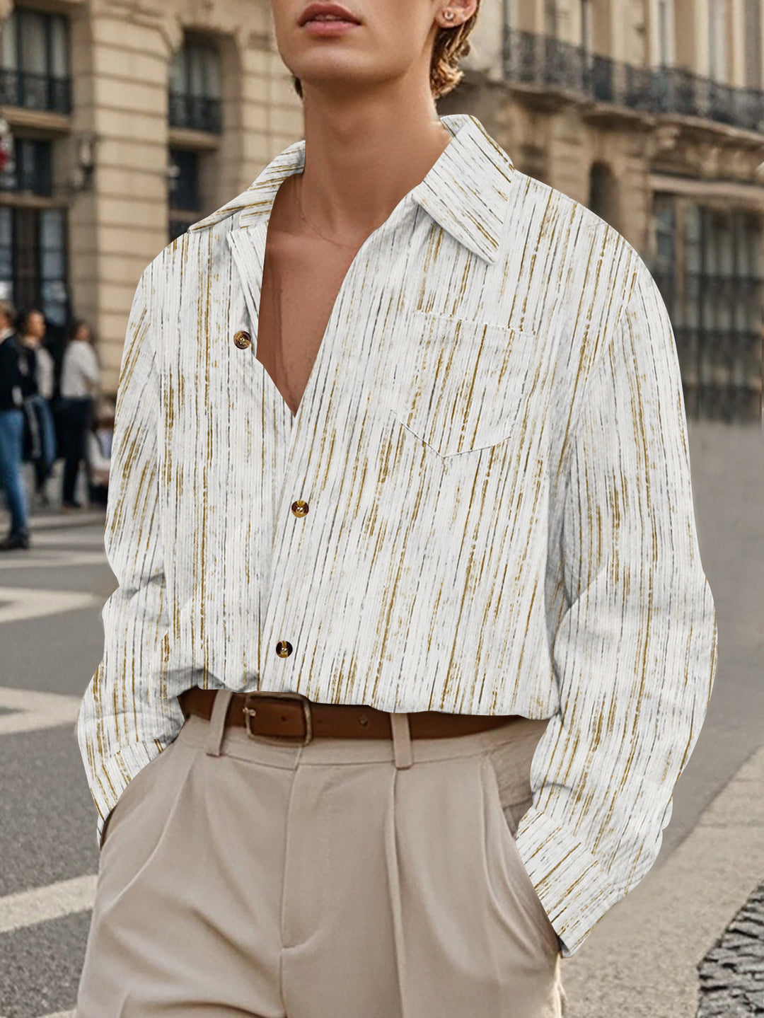 Herren Modische Hemdbluse mit gestreiftem Design Echoarchiv