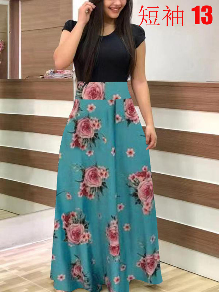 Damen Elegantes Maxikleid mit grafischem Druck und flexiblem Bund Echo Archiv