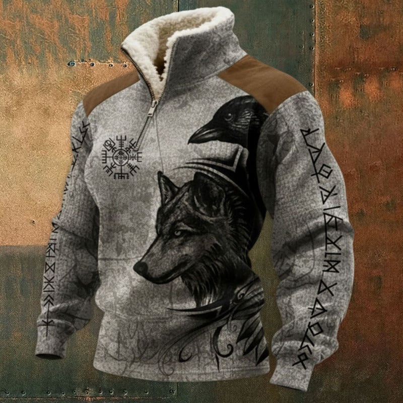 Herren Urbaner Fleece Pullover mit Baum-Motiv Echoarchiv
